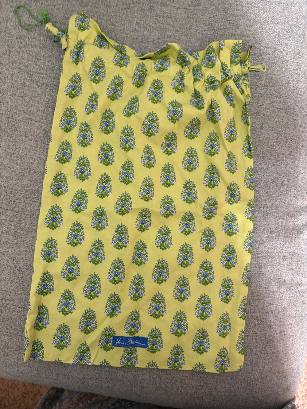 Vera Bradley Lime Green Floral Drawstring Pouch